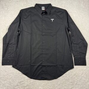 Tesla Motors Mens XL Black Long Sleeve Button Down Shirt Logo TSL2982 Techwear